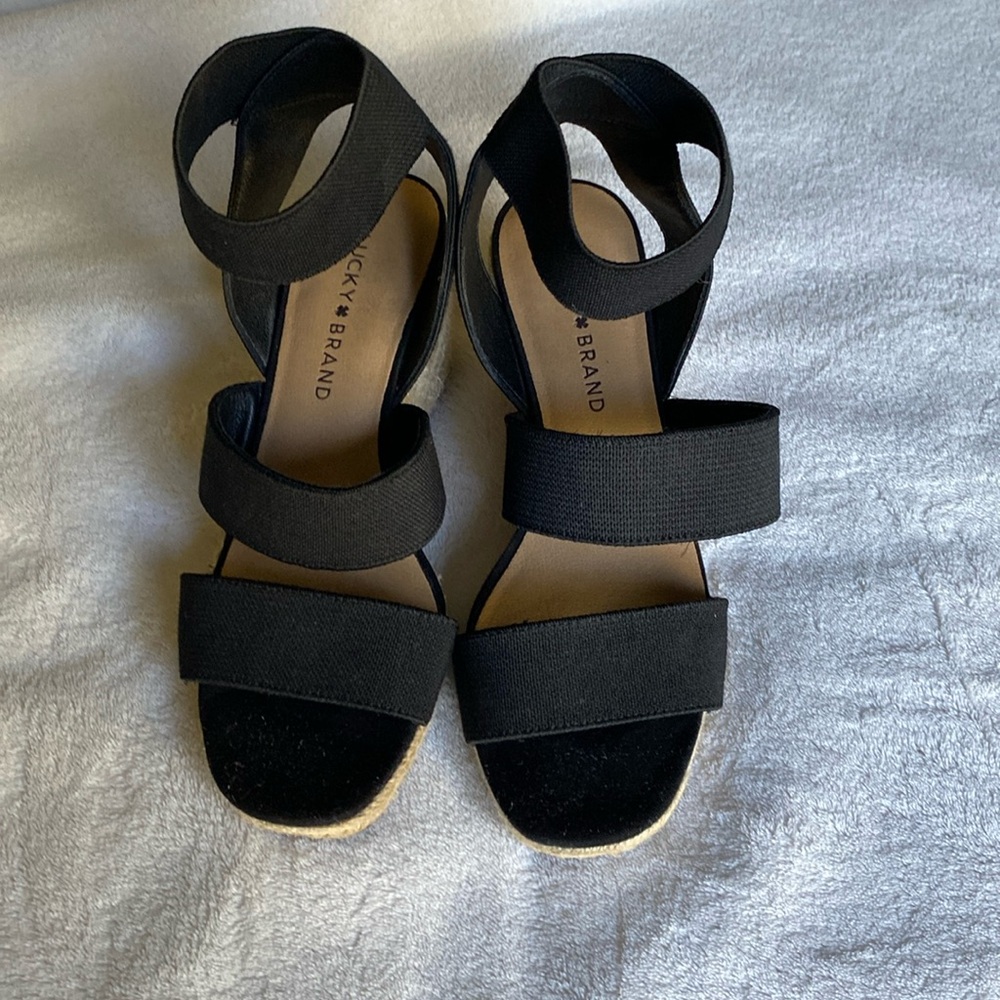 Lucky Brand Elastic Espadrille Wedge Sandals